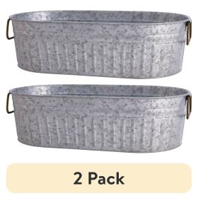 (2 pack) BH28-056-099-21 Oval Galvanized Tub, 20.27" L x 11.22" W x 5.7" H