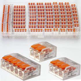 75 Pcs Lever Wire Nut Connector Assortment Pack; Compact Splicing Wire (28-12 AWG) Connectors Kit; Quick Connect Electrical Insulated Terminals