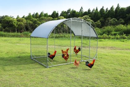 Large metal chicken coop upgrade three support steel wire impregnated plastic net cage, Oxford cloth silver plated waterproof UV protection