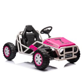 Pink, 24V Ultimate Go-Kart, Ride On Toy for Big Kids Ages 6+, 2x200W Powerful Motor, 6MPH Outdoor/Off road/Dirt Road Electric Car, Wide Seat