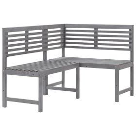 Patio Corner Bench Gray 55.1" Solid Acacia Wood