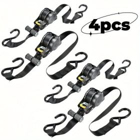 4pcs 10FT Ratchet Tie Down Straps - Auto Retractable Ratchet Straps Heavy Duty 1500lbs 4 Pack with S Hooks