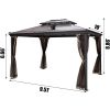 Hardtop Roof Gazebo 10' x 10' with Netting - Metal Aluminum Double Tier Roof-Gazebos for Patios, Backyard, Sunshade Gazebo