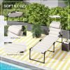 Outsunny 2 Pcs Outdoor Lounge Chair, Adjustable Backrest Folding Chaise Lounge, Cushioned Tanning Chair w/Sunshade Roof & Pillow