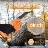 Mini Chainsaw 6 inch Cordless, 21V/2Ah Battery Powered Chain Saw for Branch Pruning with 2 Chains, 2 Battery