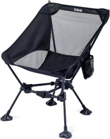 IClimb Ultralight Compact Camping Folding Beach Chair with Anti-Sinking Large Feet and Back Support Webbing (1 Pack) (Color: Black (Triangular))