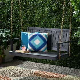 Outdoor  Modern Acacia Wood Porch Swing (material: Wood+Metal, Color: Dark Gray)
