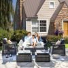 Patio Furniture Outdoor Set, 6 Pcs Patio Furniture Set with Aluminum Frame, Wicker Recliner Chairs with Ottomans